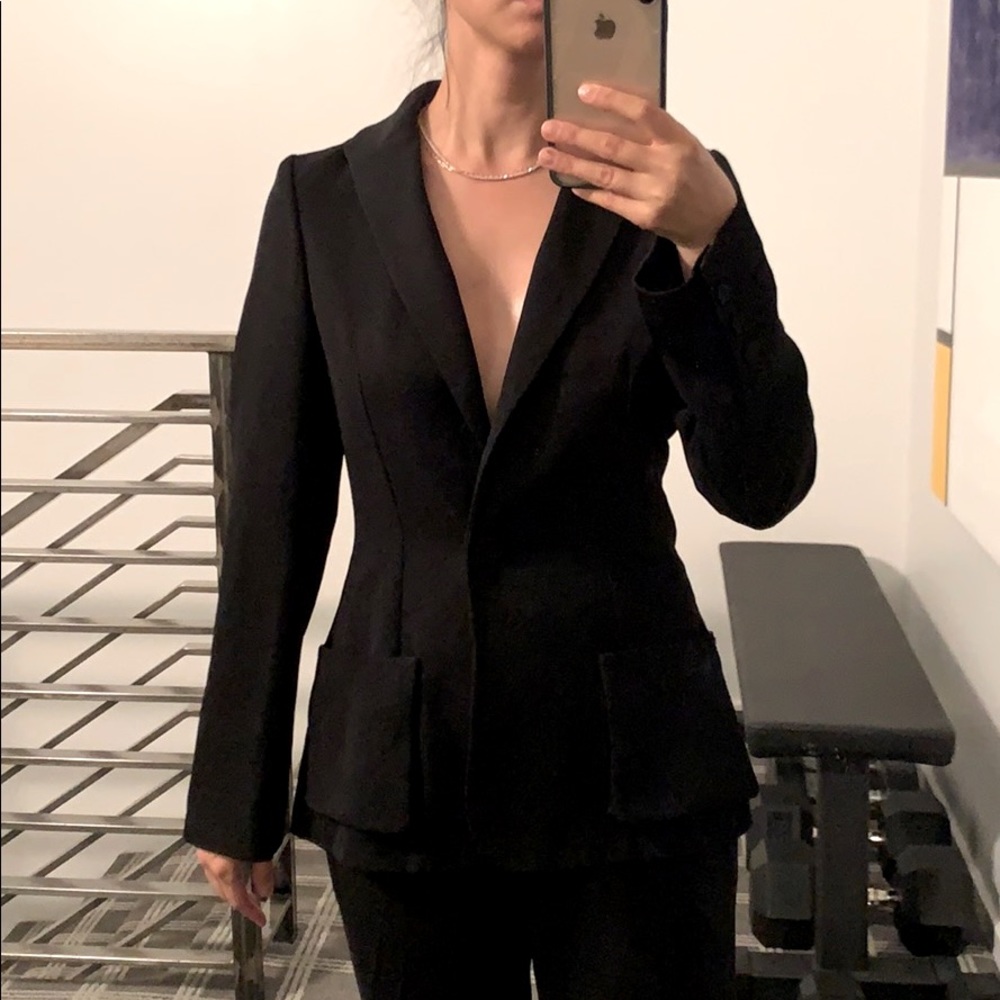 Halston heritage black blazer jacket. Silk. 2